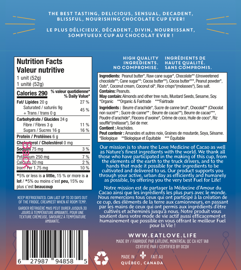 CUP AU BEURRE D'ARACHIDE - PEANUT BUTTER CHOCOLATE CUP